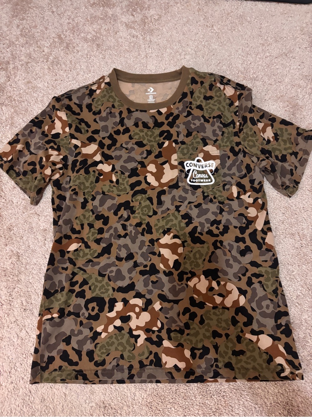 Converse Women's Camo Short Sleeve Tee in Green Brown Black